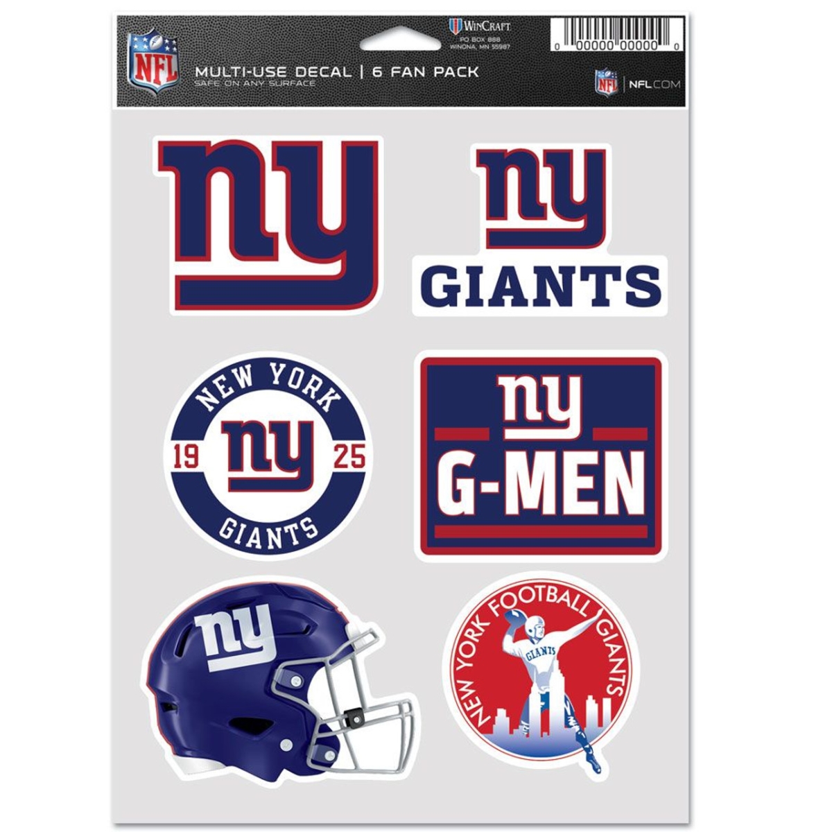 9416638028   York Giants Multi Use Fan Decal - Pack of 6