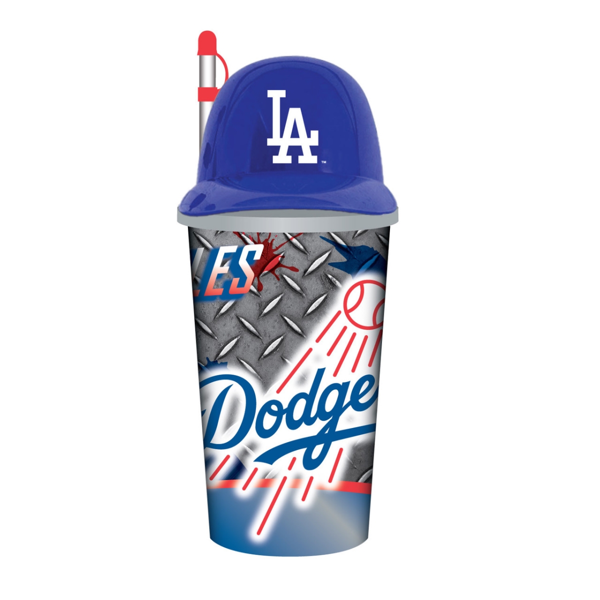 Picture of Mojo Licensing 9468813697 32 oz Los Angeles Dodgers Helmet Cup with Straw - Plastic