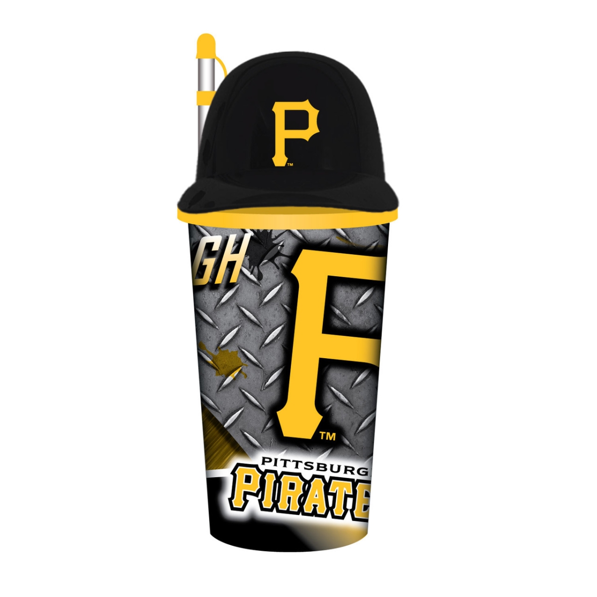 Picture of Mojo Licensing 9468813705 32 oz Pittsburgh Pirates Helmet Cup with Straw - Plastic