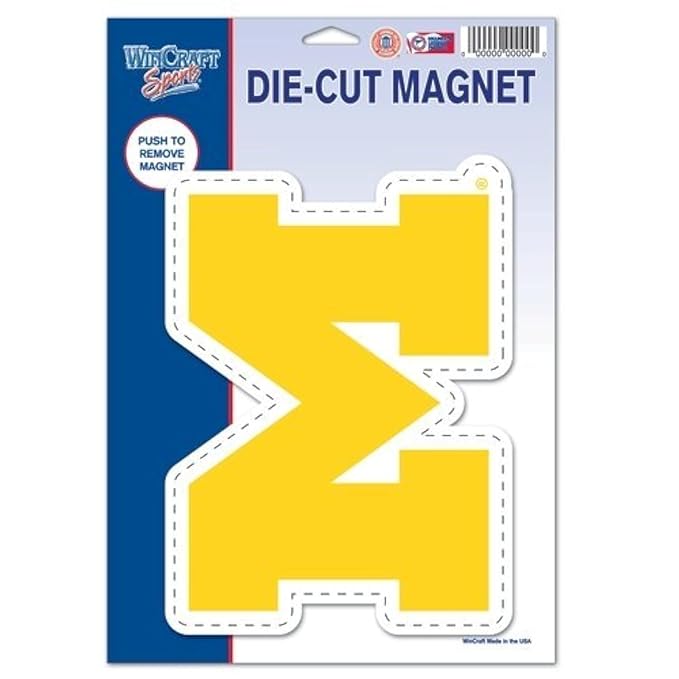 3208581505 6.25 x 9 in. Michigan Wolverines Magnet Die Cut Logo Design, Multi Color