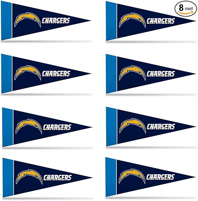 Picture of Caseys 9474642932 4 x 9 in. Los Angeles Chargers Pennant Set Mini - 8 Piece