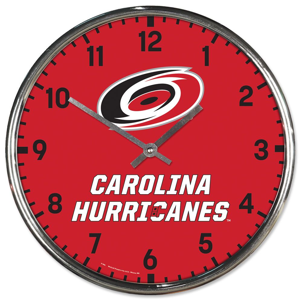1094327823 Carolina Hurricanes Clock - Round Wall Style Chrome