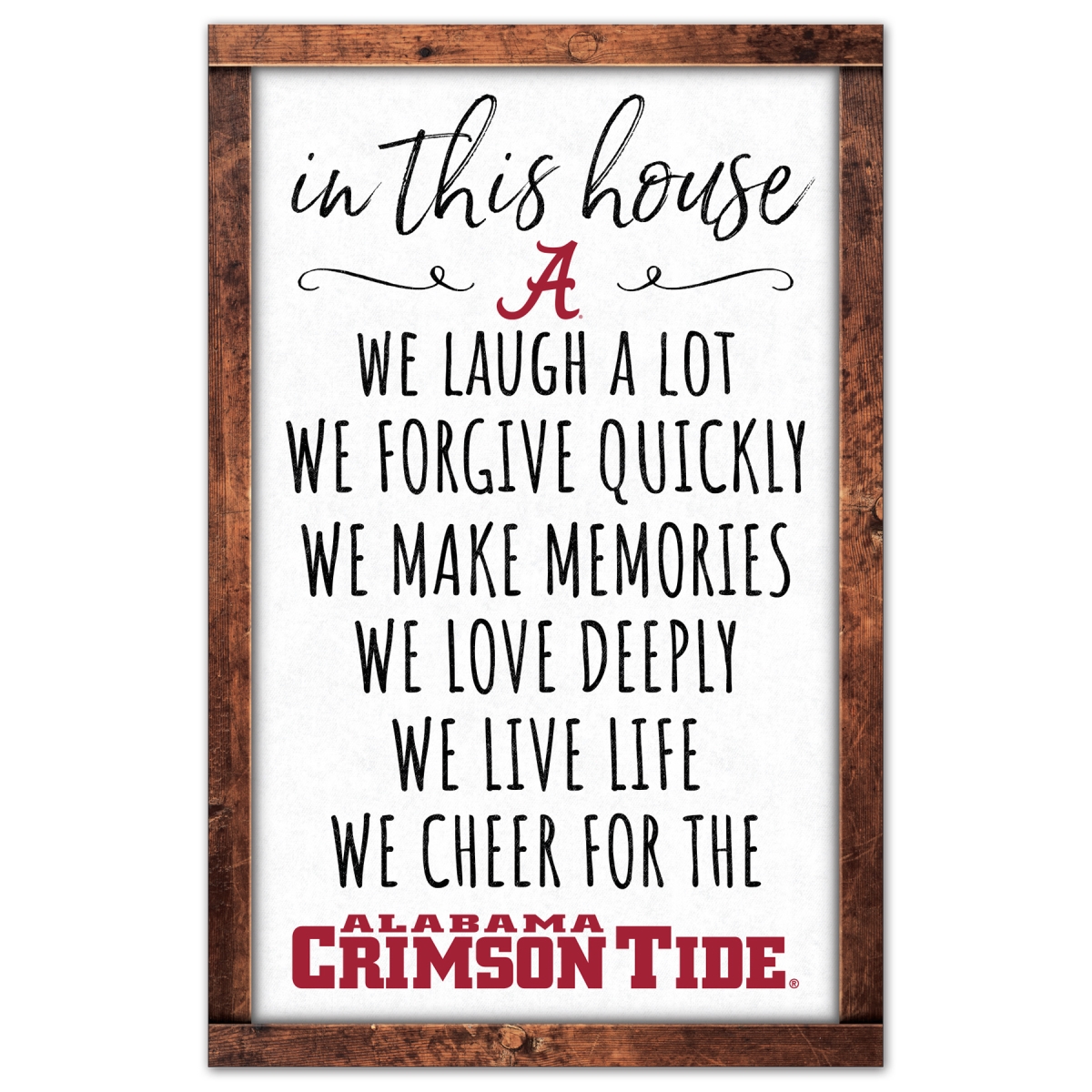 9416626906 11 x 17 in. Alabama Crimson Tide Sign - Wood In This House