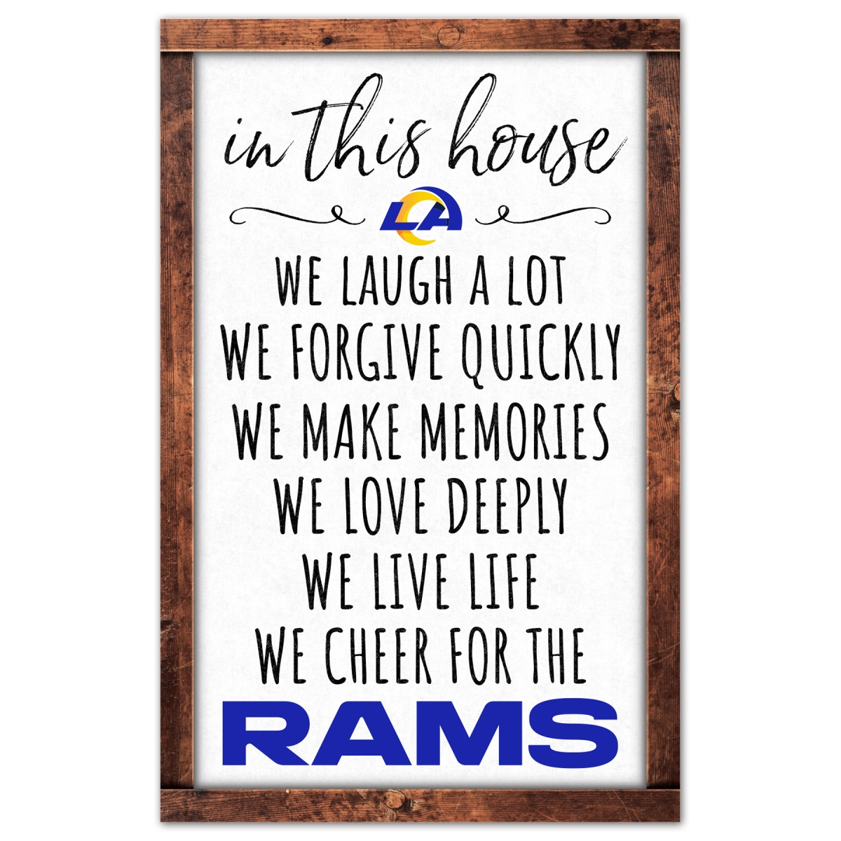 9416628410 11 x 17 in. Los Angeles Rams Sign - Wood In This House