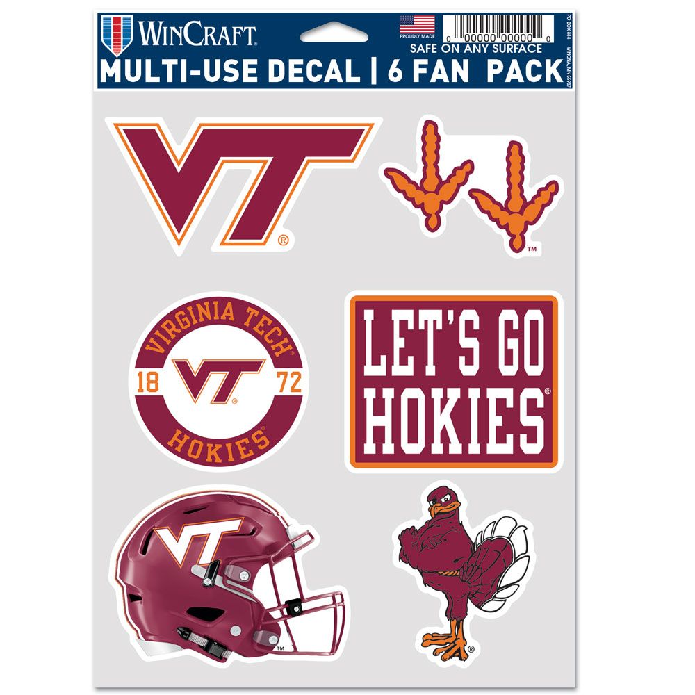 9416640707 Virginia Tech Hokies Decal - Multi Use Fan - Pack of 6