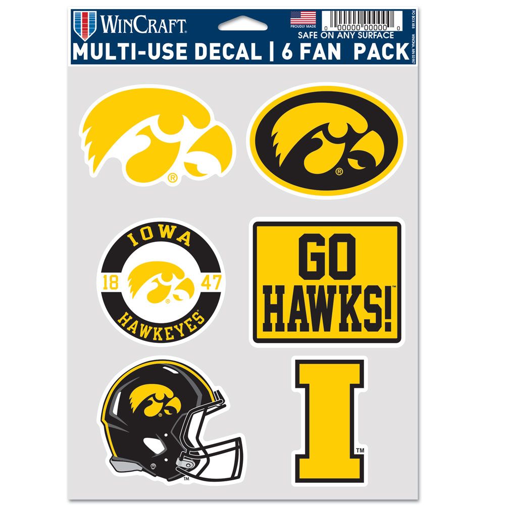 9416642136 Iowa Hawkeyes Decal - Multi Use Fan - Pack of 6