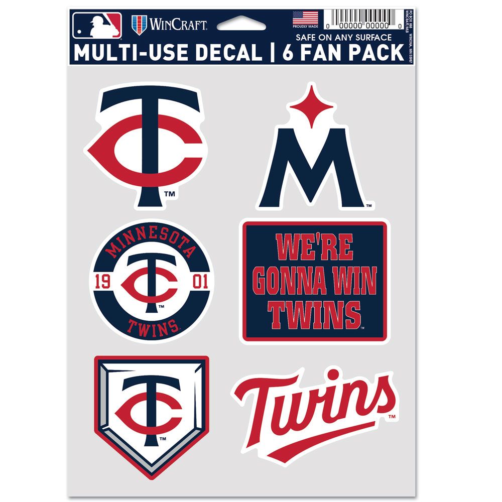 9416643764 Minnesota Twins Decal - Multi Use Fan - Pack of 6
