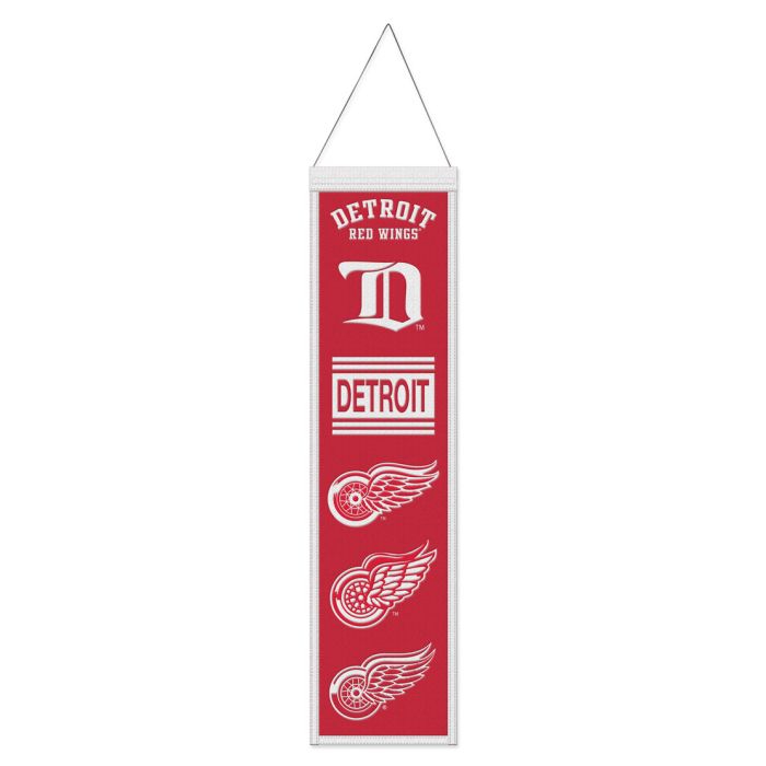 9416648438 8 x 32 in. Detroit Red Wings Banner - Wool Heritage Evolution Design