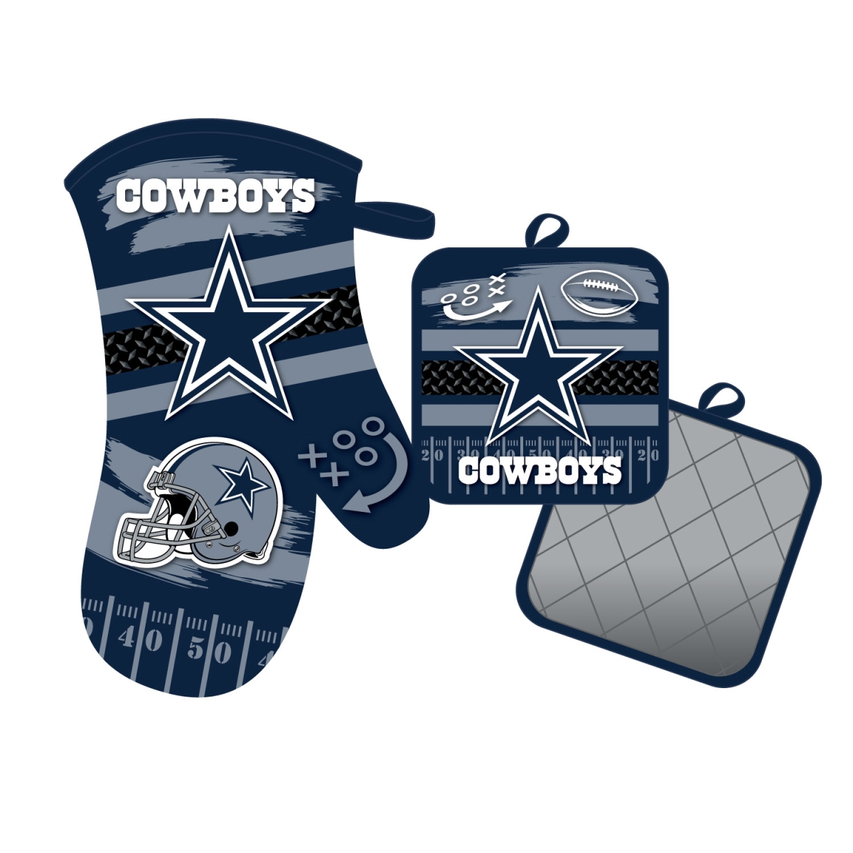 Mojo Licensing 9468800611 Dallas Cowboys Oven Mitt & Pot Holder Set