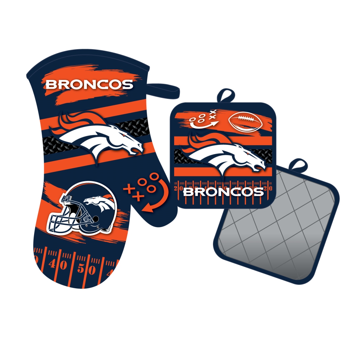 Mojo Licensing 9468800612 Denver Broncos Oven Mitt & Pot Holder Set