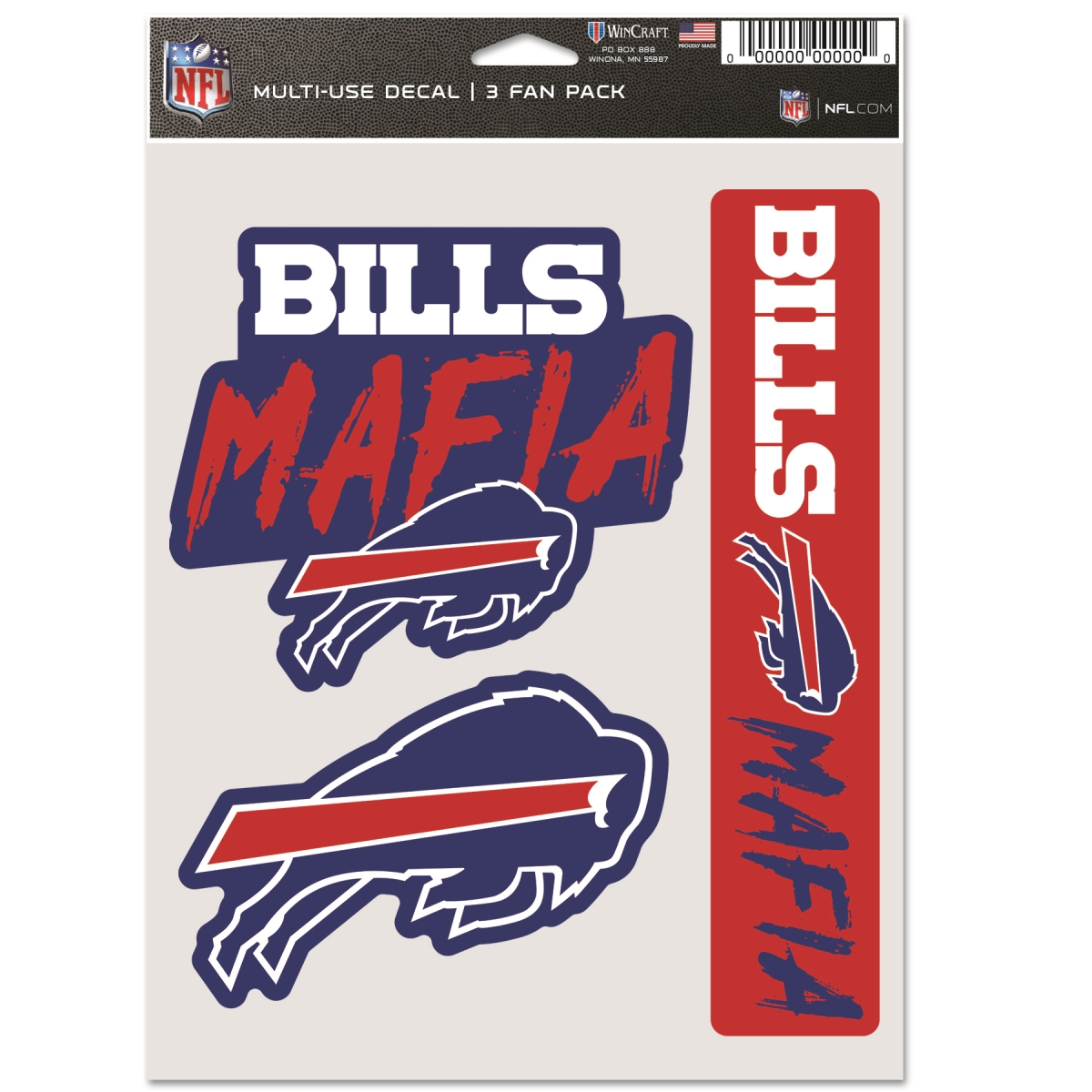 3208505052 Buffalo Bills Decal - Multi Use Fan Mafia Design - Pack of 3