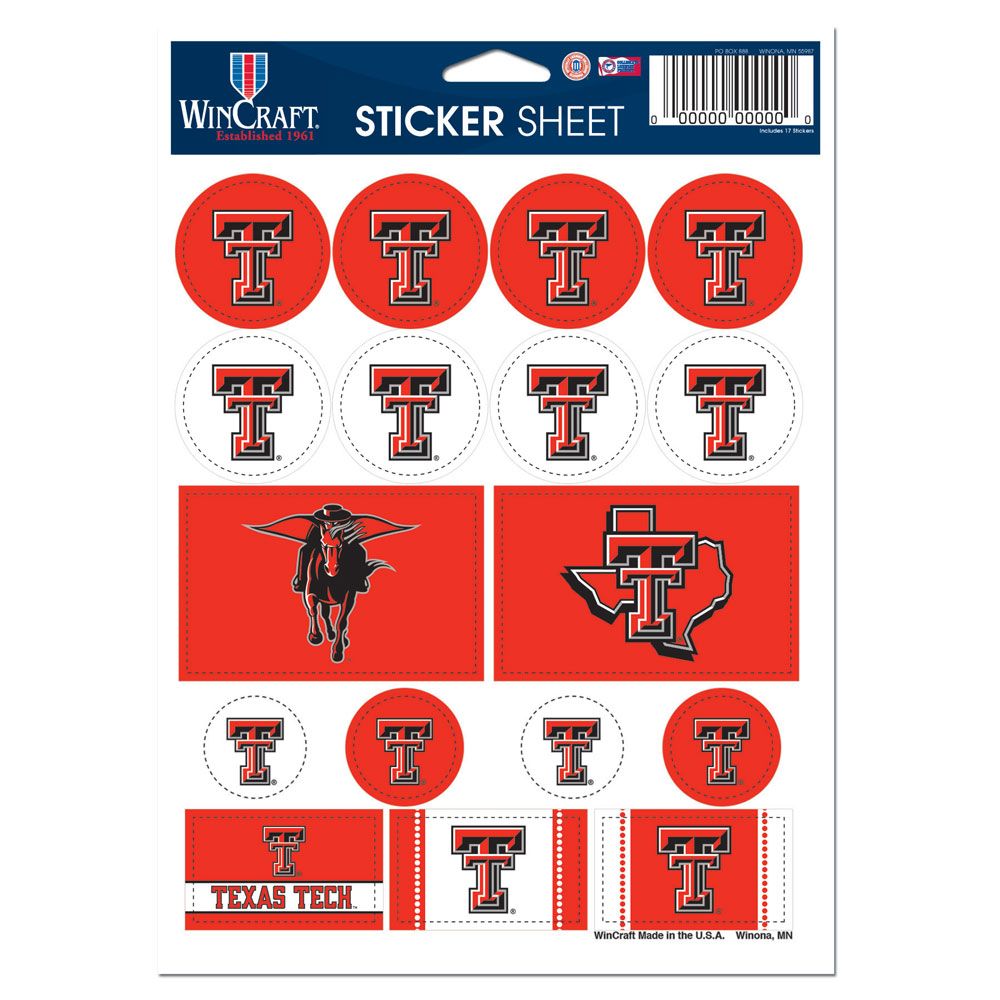 3208549648 5 x 7 in. Texas Tech Red Raiders Decal Sheet - Vinyl
