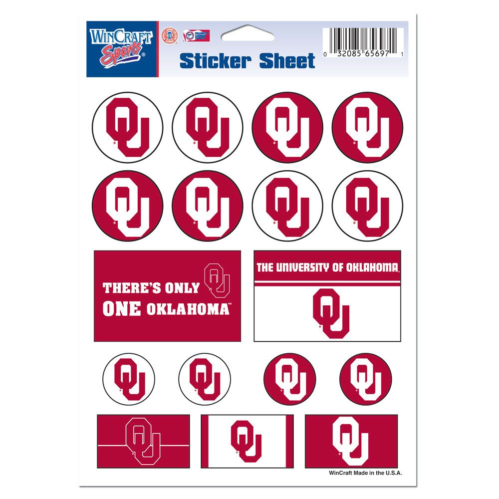 3208549656 5 x 7 in. Oklahoma Sooners Decal Sheet - Vinyl
