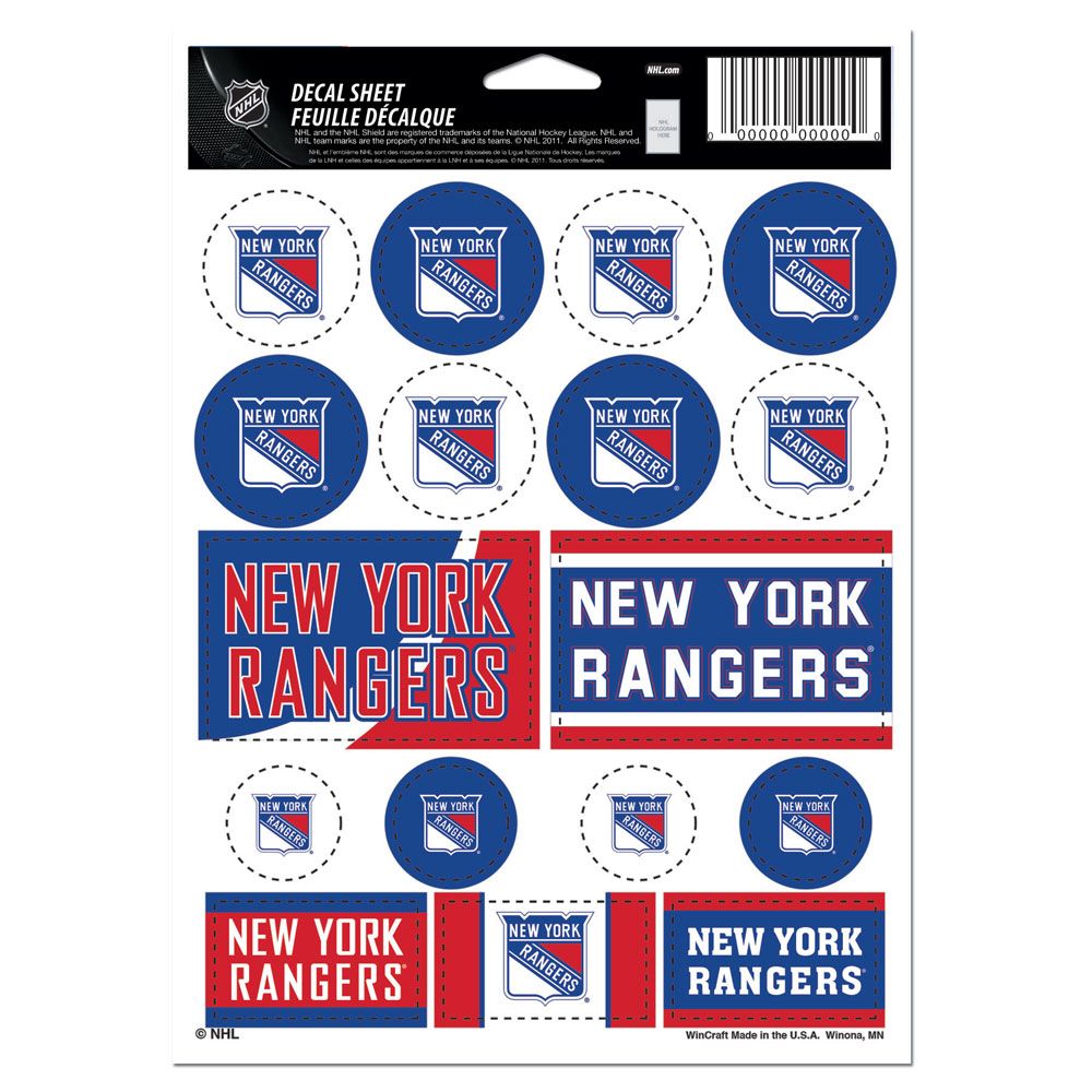3208565764 5 x 7 in. New York Rangers Decal Sheet - Vinyl