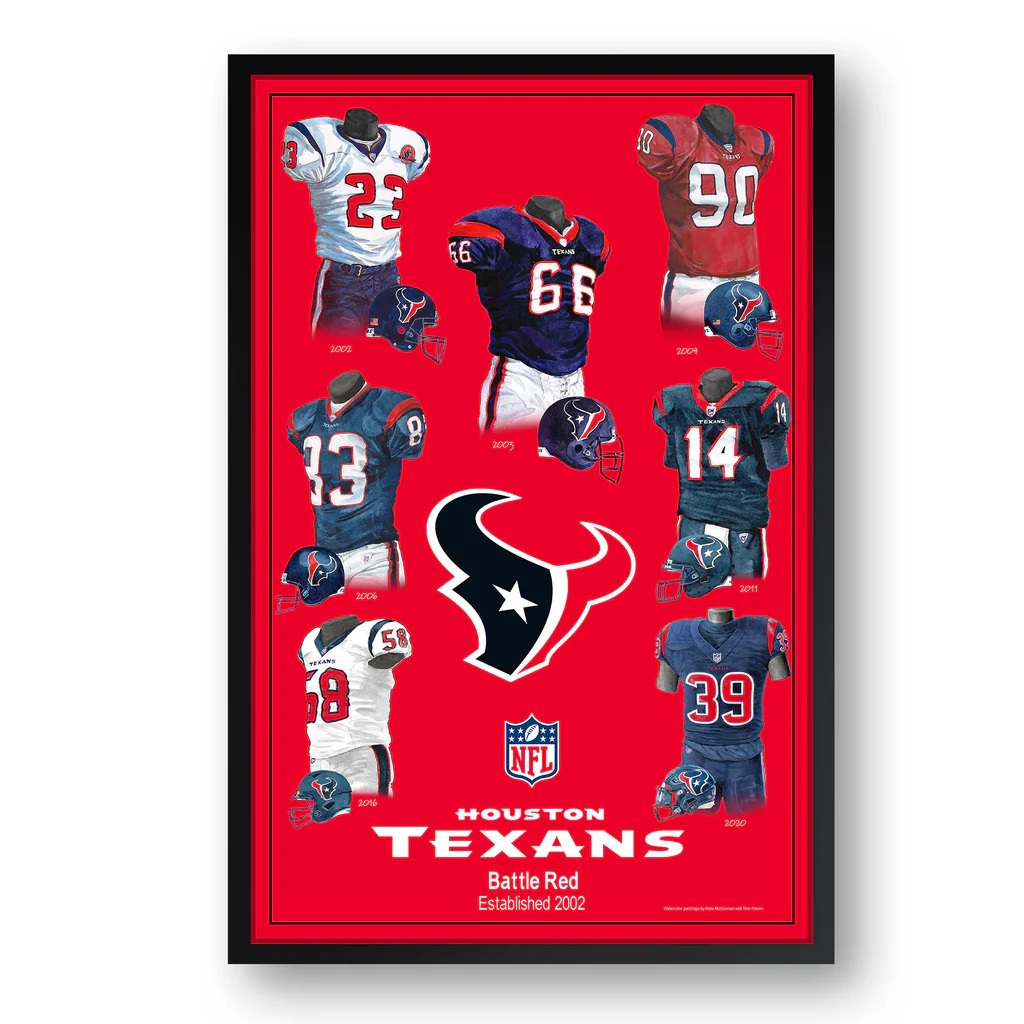 4033143603 10 x 13 in. Houston Texans Framed Print - Uniform Heritage