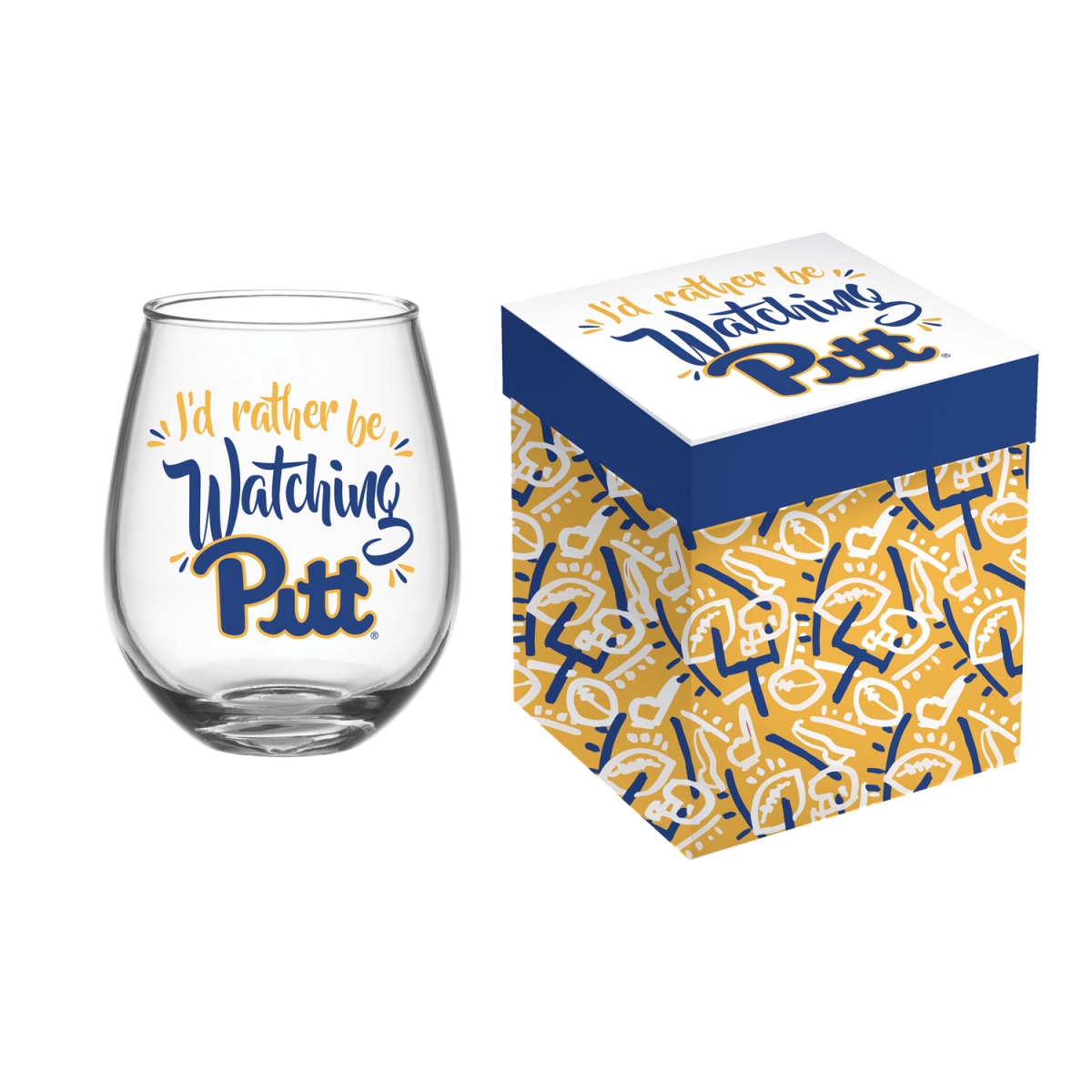 194601234 17 oz Pittsburgh Panthers Wine Glass - Stemless Boxed