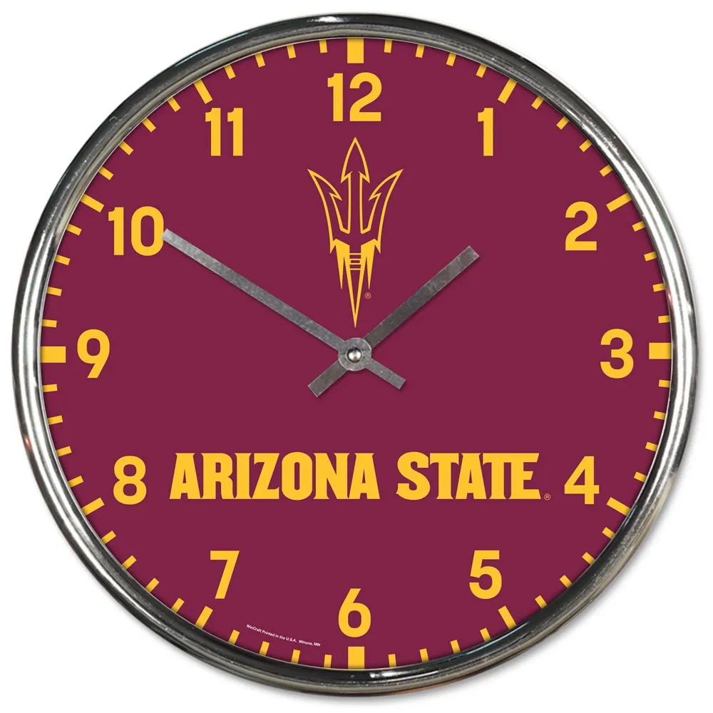 1094327961 Arizona State Sun Devils Clock - Round Wall Style Chrome