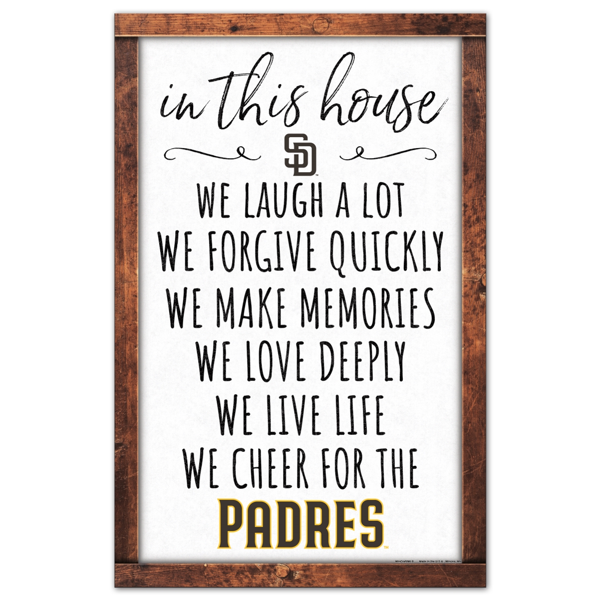 9416628689 11 x 17 in. San Diego Padres Sign - Wood In This House