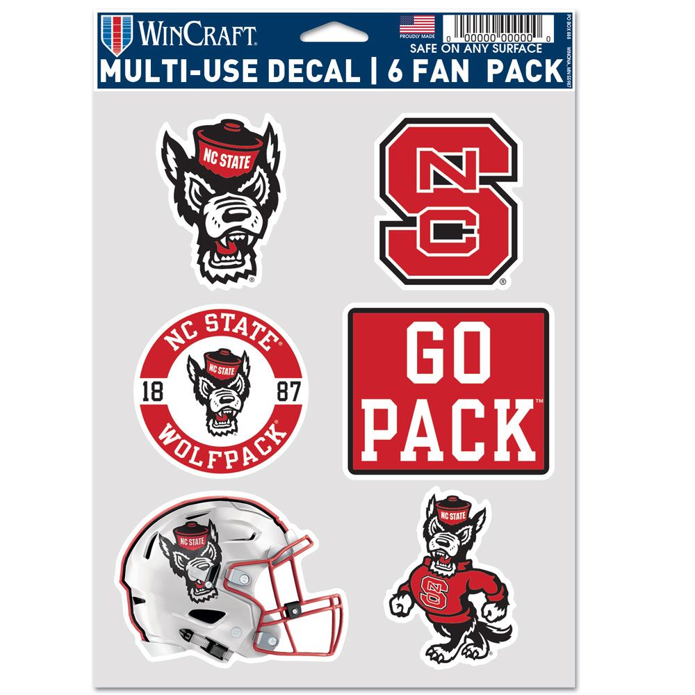 9416640694 North Carolina State Wolfpack Decal - Multi Use Fan - Pack of 6