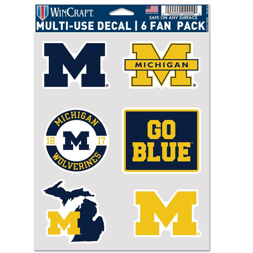 9416651043 Michigan Wolverines Decal - Multi Use Fan - Pack of 6