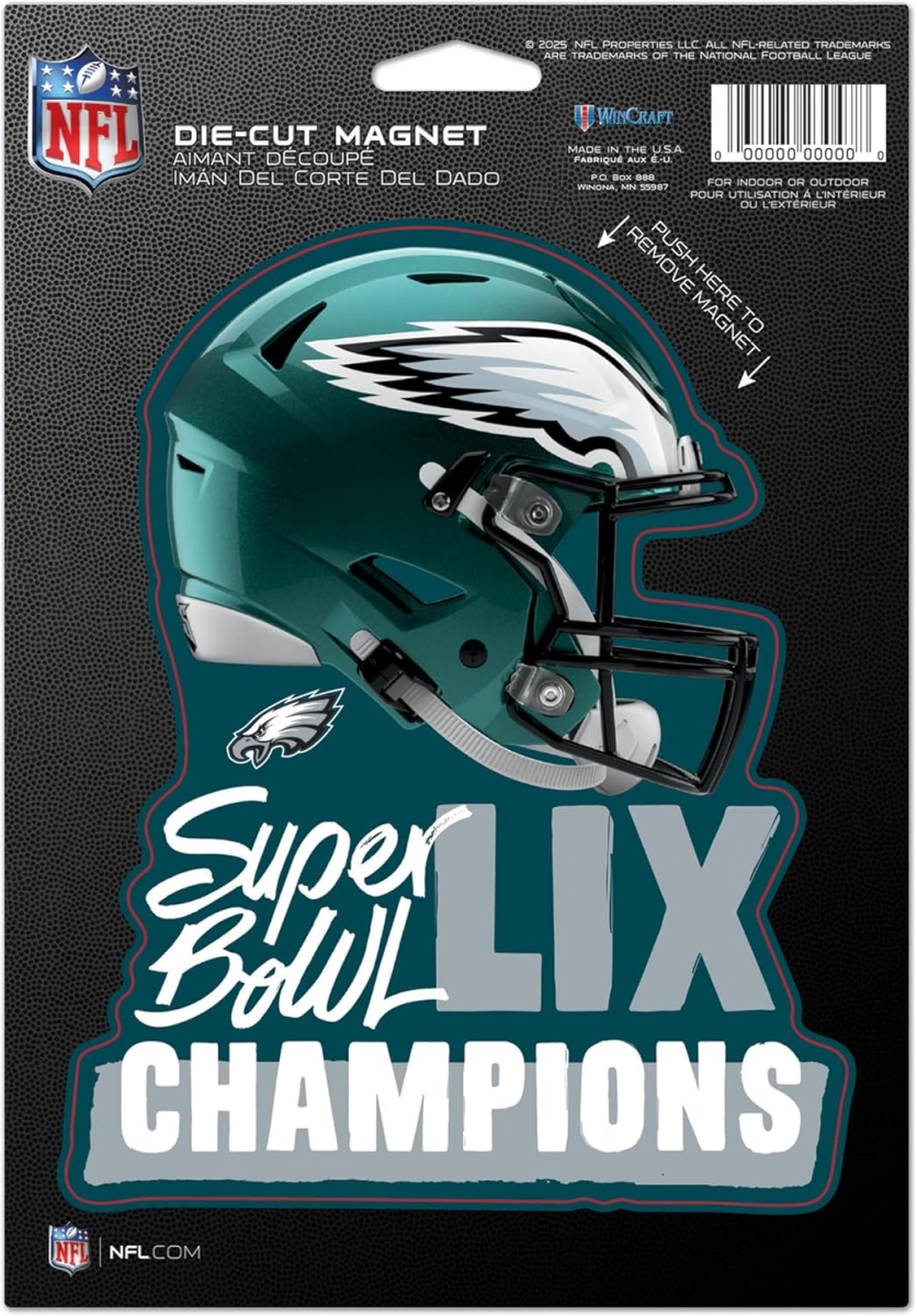 9416693977 6 x 9 in. Philadelphia Eagles Magnet - Logo Super Bowl 59 Champ