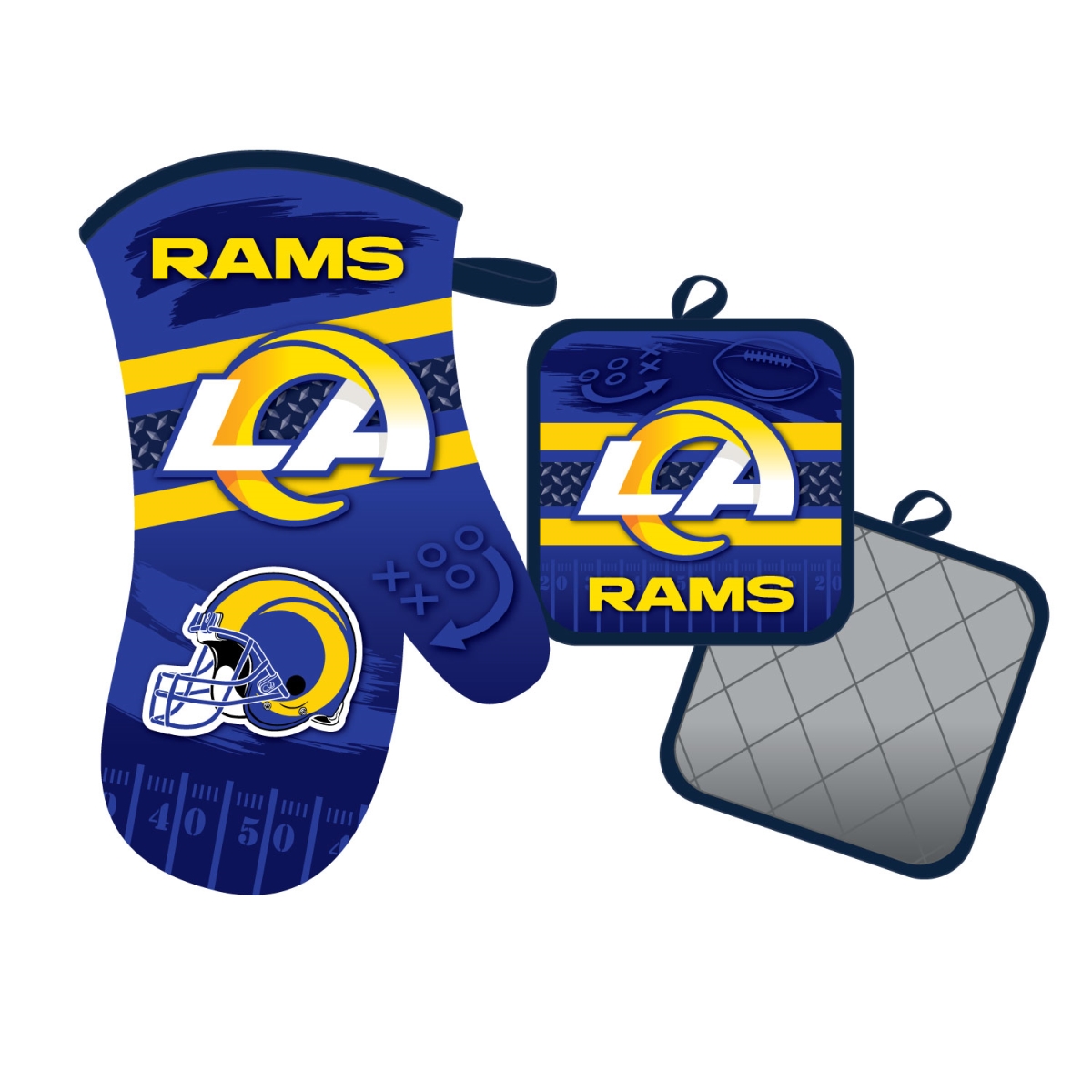 Mojo Licensing 9468800620 Los Angeles Rams Oven Mitt & Pot Holder Set