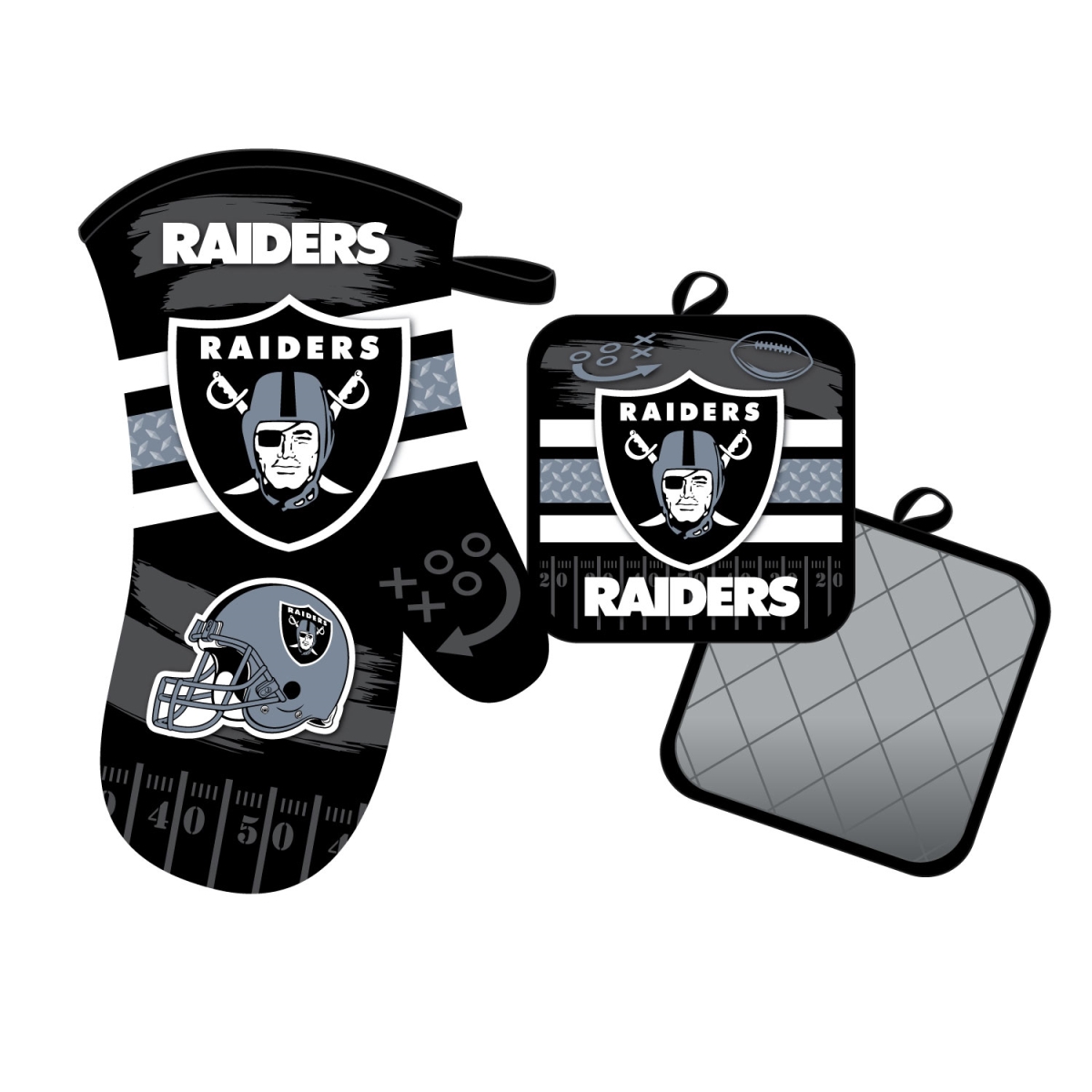Mojo Licensing 9468800627 Las Vegas Raiders Oven Mitt & Pot Holder Set