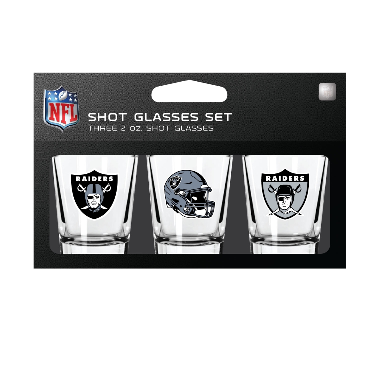 Mojo Licensing 9468813311 Las Vegas Raiders Shot Glass Set - Pack of 3