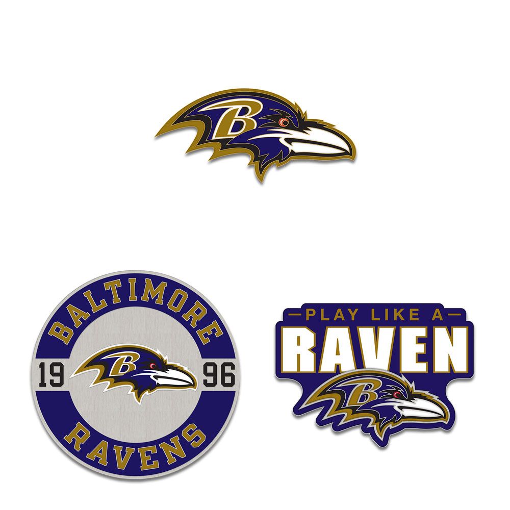 9416676712 Baltimore Ravens Enamel Pin Set - 3 Piece