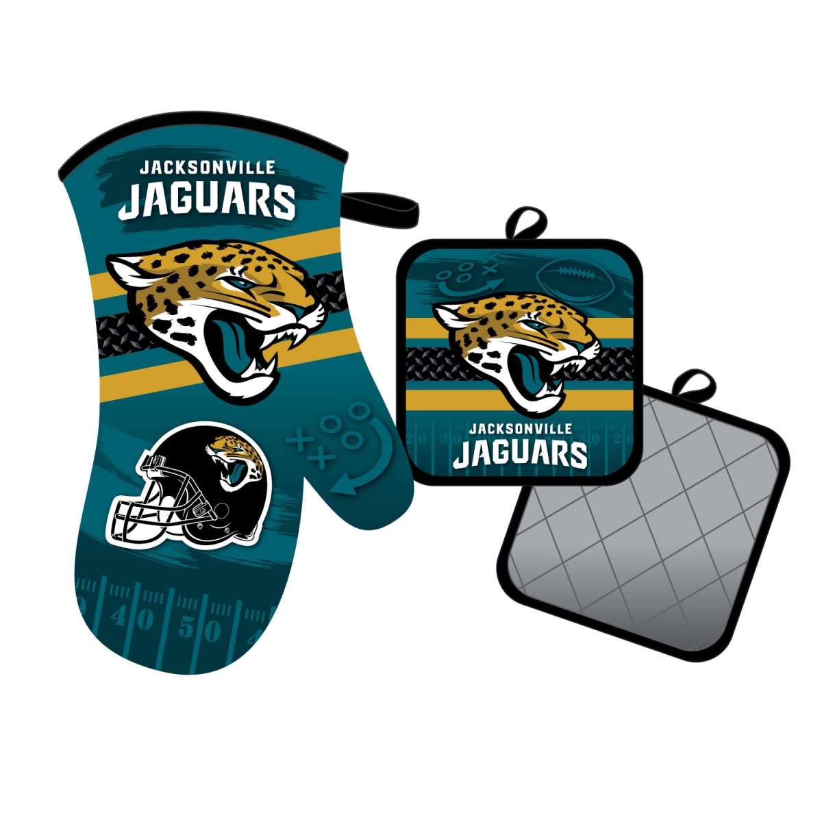 Mojo Licensing 9468800617 Jacksonville Jaguars Oven Mitt & Pot Holder Set