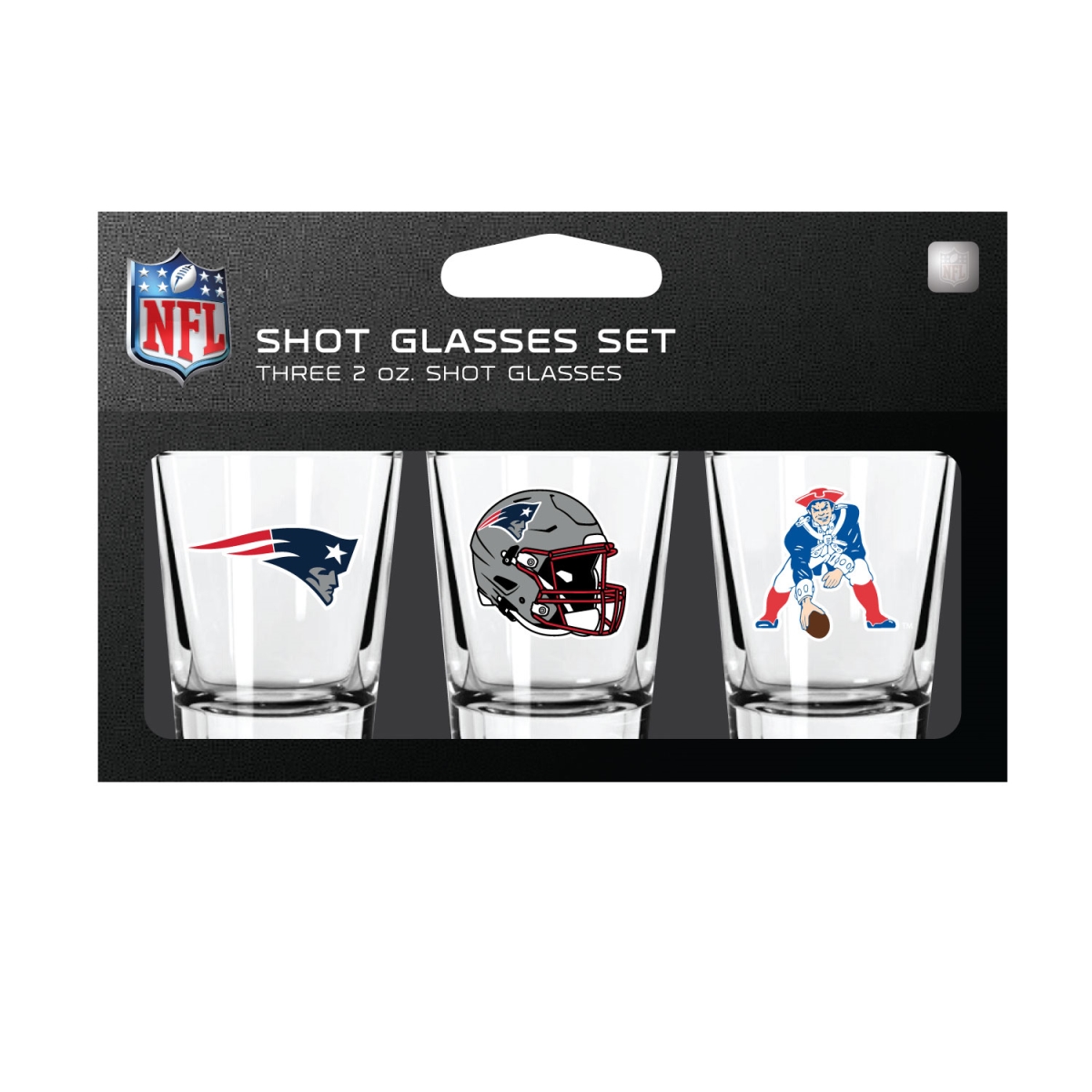 Mojo Licensing 9468813307 New England Patriots Shot Glass Set - Pack of 3