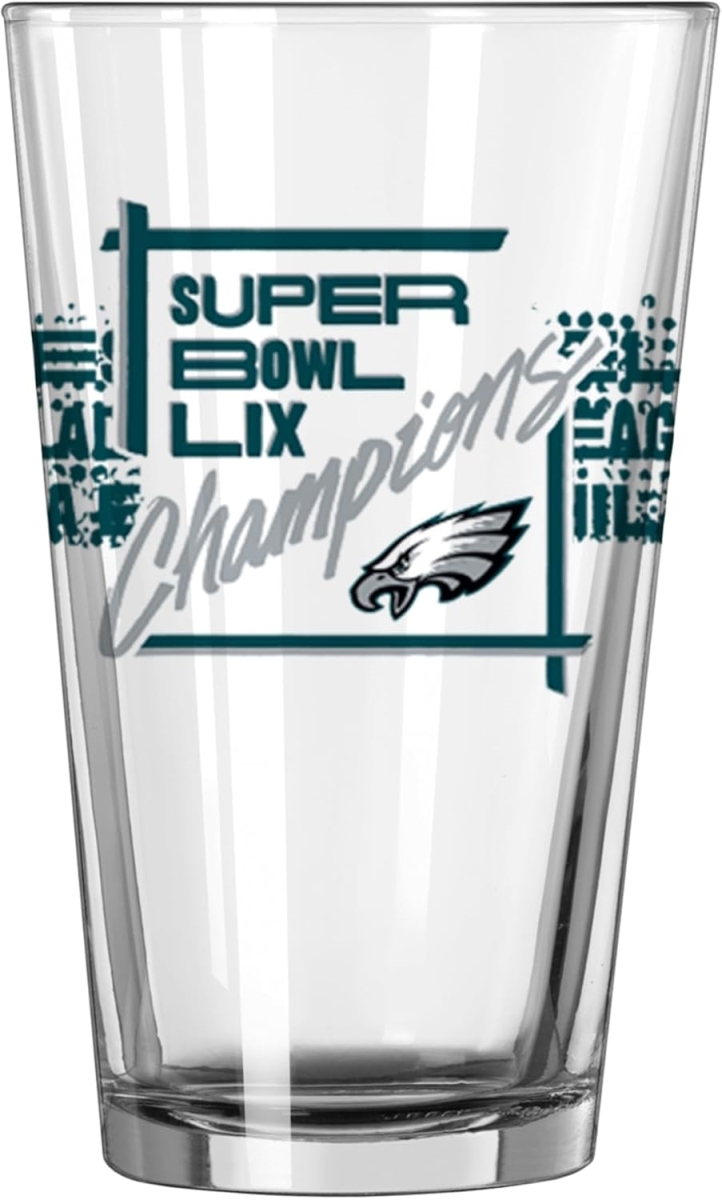 9738168538 16 oz Philadelphia Eagles Glass Pint Super Bowl 59 Champs
