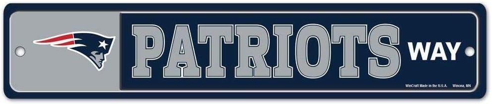 3208583503 3.75 x 19 in. New England Patriots Sign - Plastic Street Style