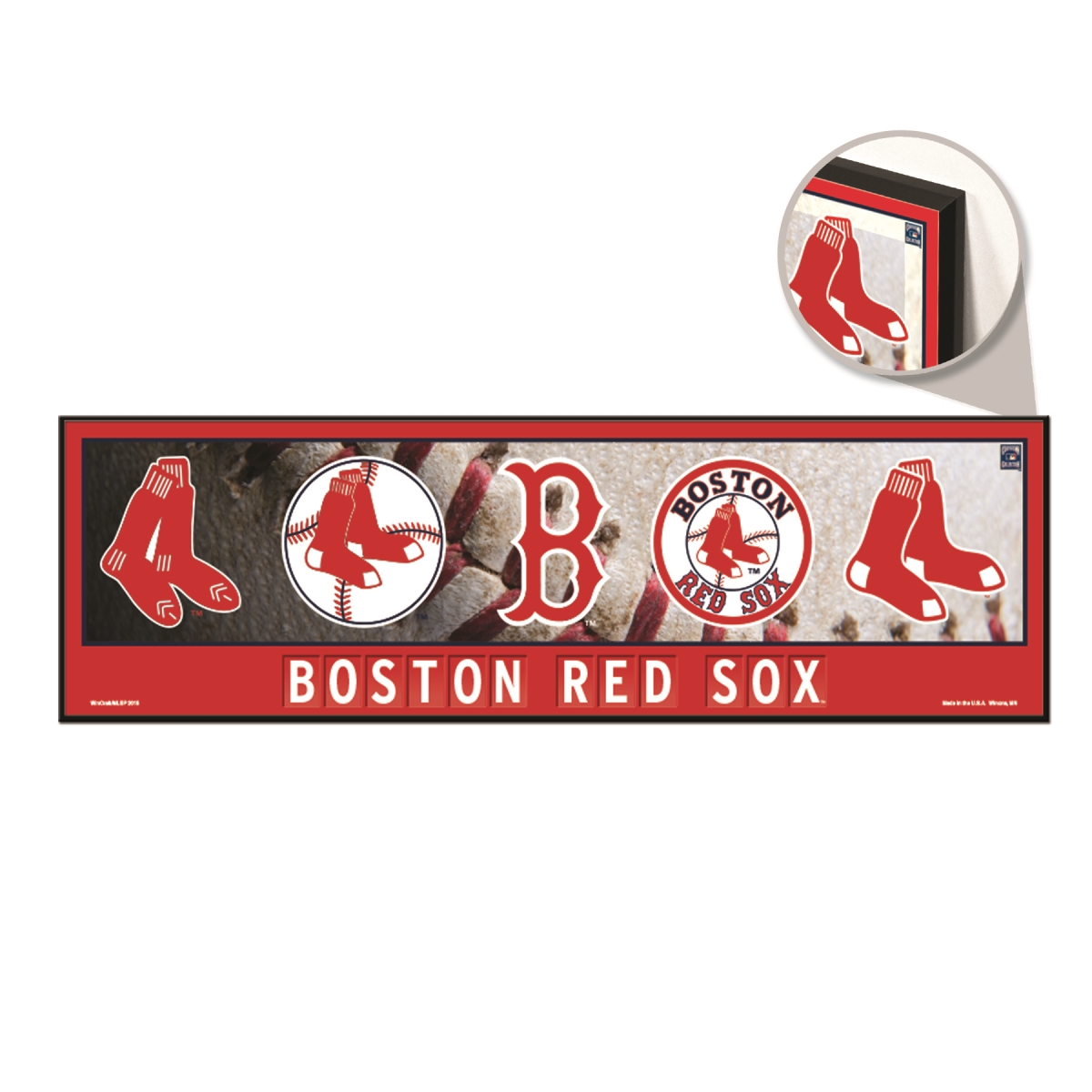 3208554724 9 x 30 in. Boston Red Sox Sign - Wood Evolution