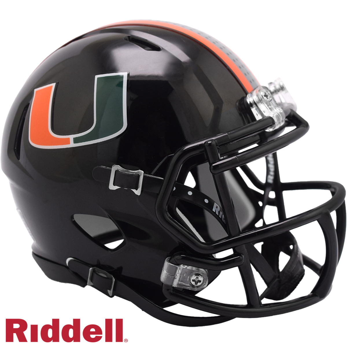 9585590440 Miami Hurricanes Helmet -  Replica Mini Speed Style Black
