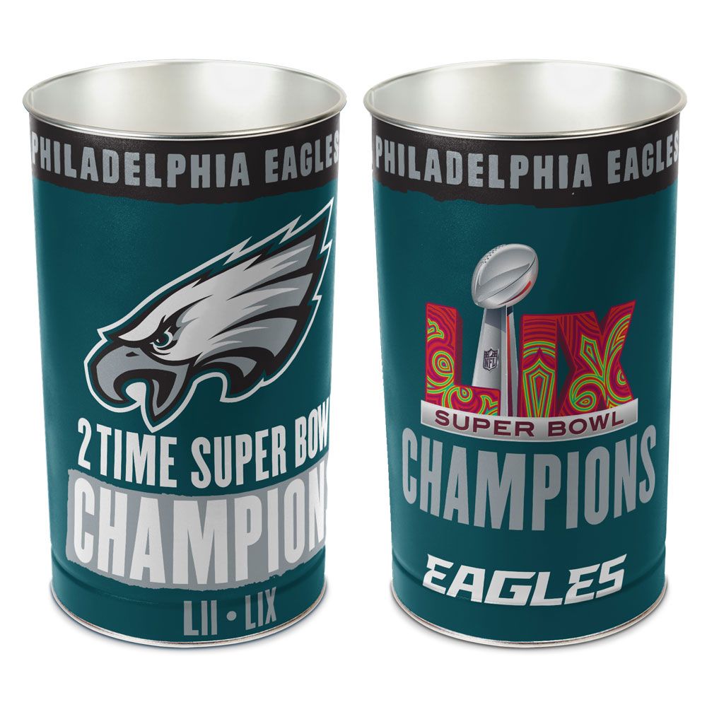 1094320681 15 in. Philadelphia Eagles Wastebasket - Super Bowl 59 Champ