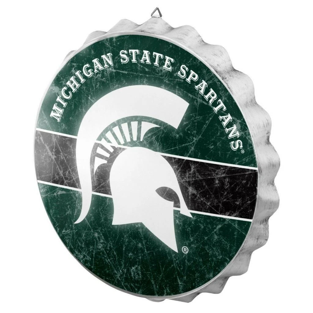 9141884262 Michigan State Spartans Sign Bottle Cap - Style Distressed