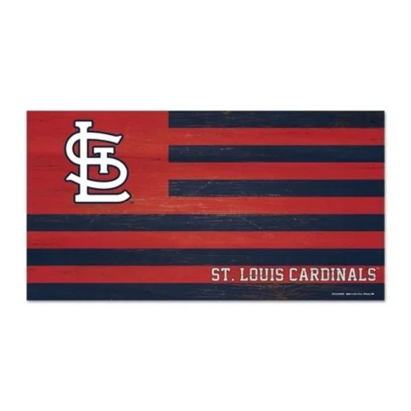 9416610983 9 x 17 in. St. Louis Cardinals Wood Flag Sign