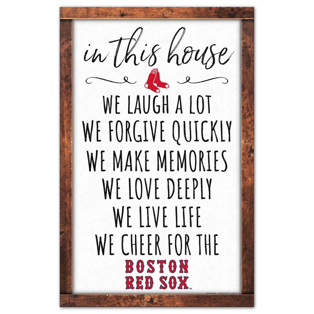 9416628695 11 x 17 in. Boston Red Sox Sign - Wood - In This House