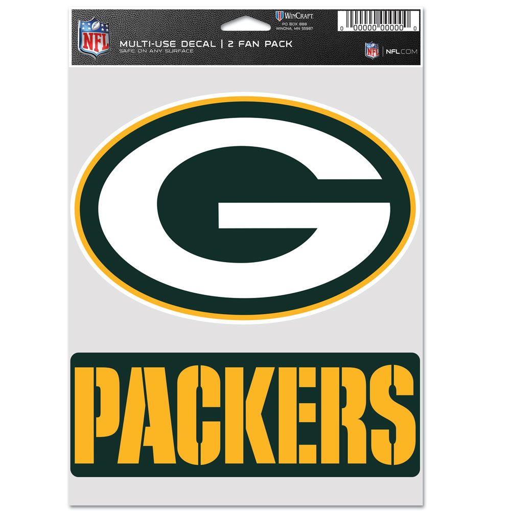 9416636870 Green Bay Packers Decal - Multi Use Fan - Pack of 2