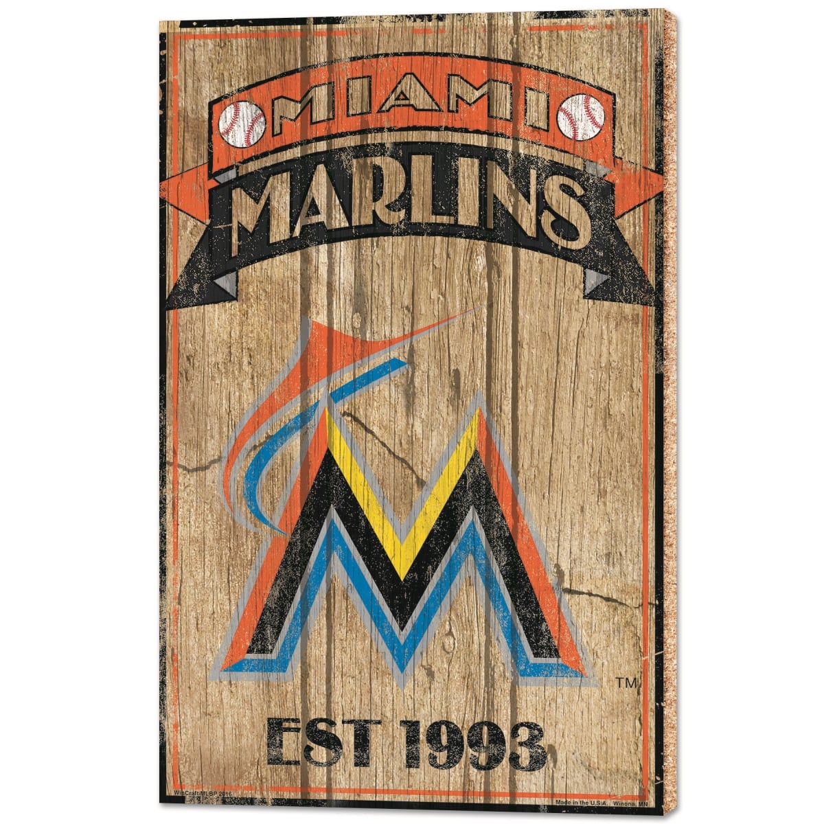 3208556210 15 x 24 in. Miami Marlins Sign - Wood Established