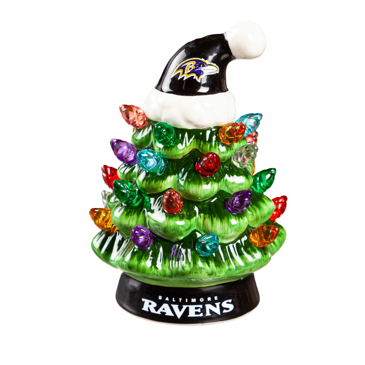 194639615 4 in. Baltimore Ravens Christmas Tree - LED Tabletop