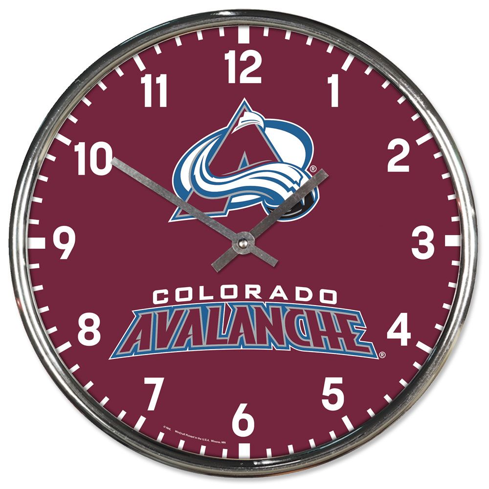 1094327831 Colorado Avalanche Clock - Round Wall Style Chrome