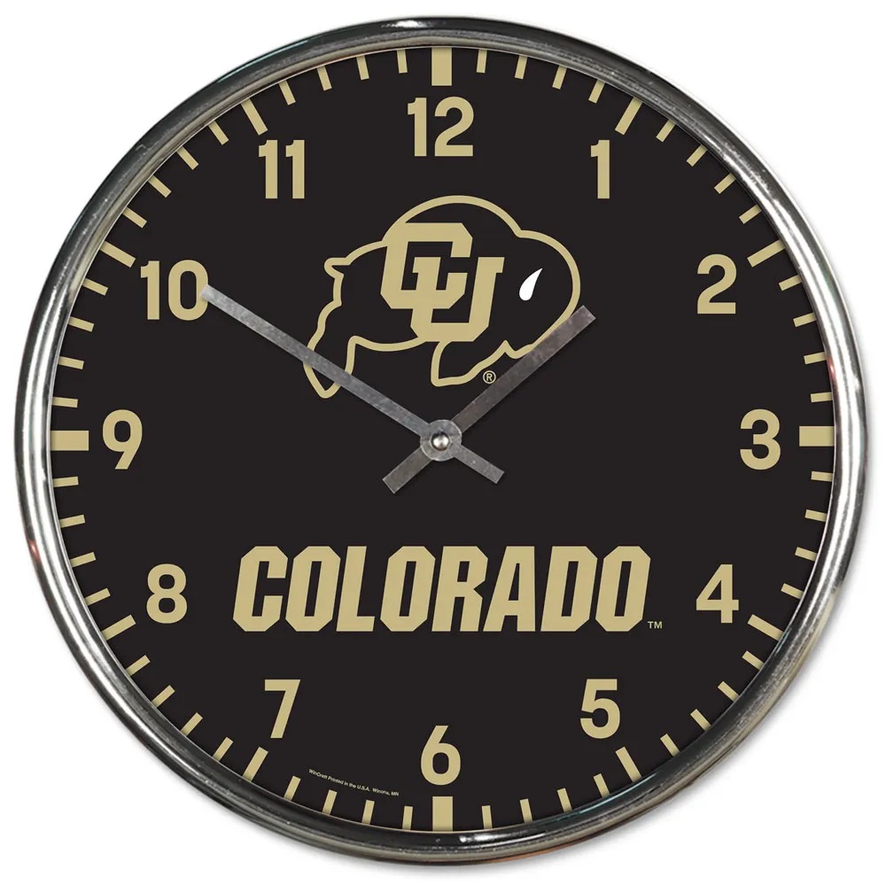 1094327965 Colorado Buffaloes Clock - Round Wall Style Chrome