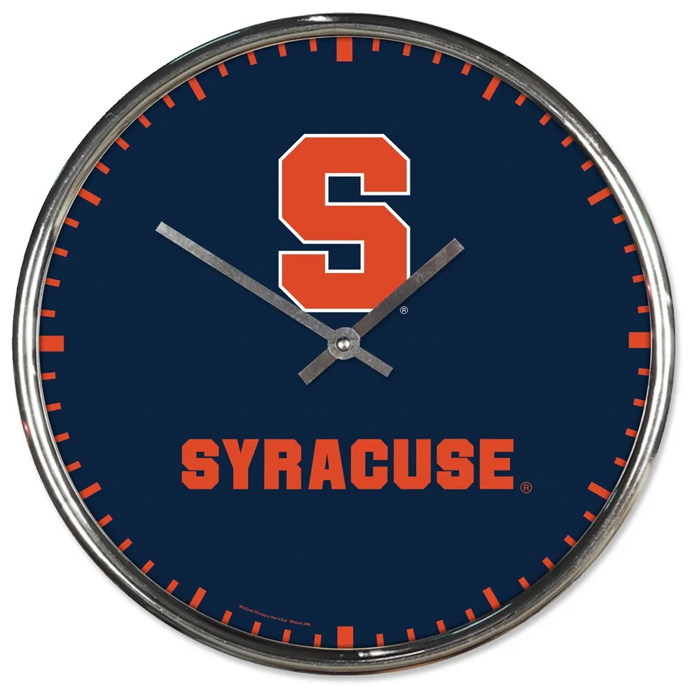 1094327997 Syracuse Orange Clock - Round Wall Style Chrome