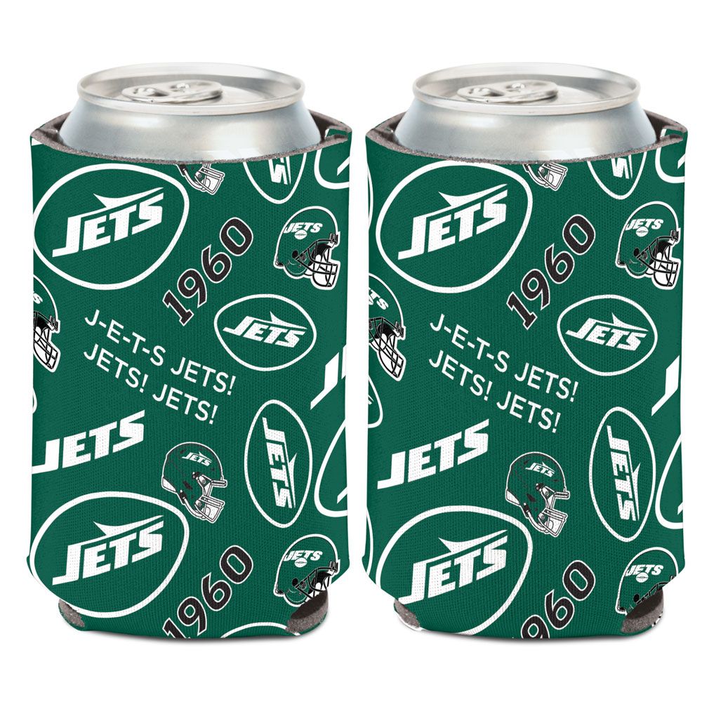 9416629446 Can Cooler - New York Jets Scatter Print Design