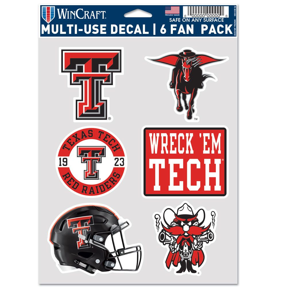 9416640705 Texas Tech Red Raiders Decal - Multi Use Fan - Pack of 6