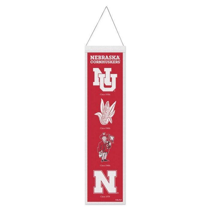 9416648911 8 x 32 in. Nebraska Cornhuskers Banner - Wool Heritage Evolution Design