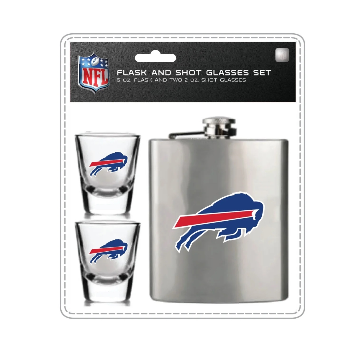 Mojo Licensing 9468800048 Buffalo Bills Flask & Shot Glass Set
