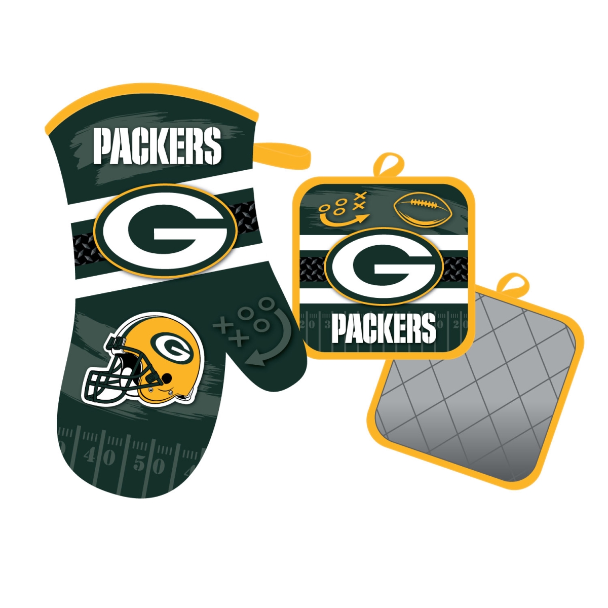 Mojo Licensing 9468800614 Green Bay Packers Oven Mitt & Pot Holder Set